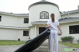 petite blonde teen 18+ girl prepare her client for a nuru massage and crave his huge hard cock - katie kush victor ray