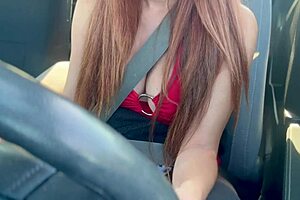 italian milf artemisia love on sexy car ride flashing big tits