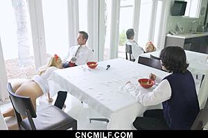 Thick Woman Permits Petite Man To Use Her While Working