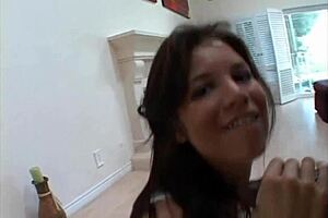 Latina Babe Tries Huge Black Dildo Eagerly