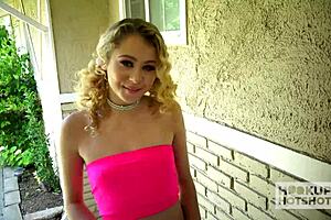 Petite cutie Allie Addison tossed around like a fuck doll in rough sex