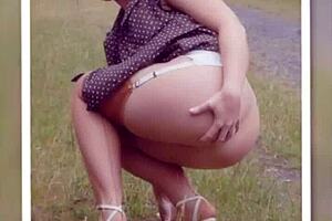 Outdoor anal threesome with big ass