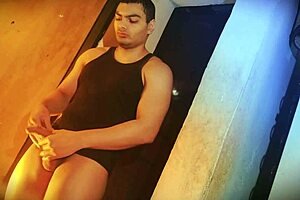 muscular guy hard to get hard against wall sexy big cock