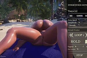 Two milf lesbians enjoy beach sex in bikinis