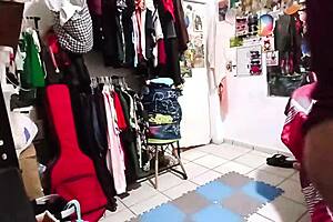 Chubby bbw woman carefully organizing her bedroom space