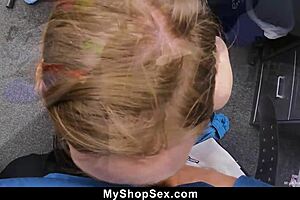 Hippie teen caught shoplifting faces anal and blowjob punishment