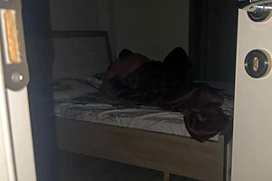 Passionate couple kisses during real sex