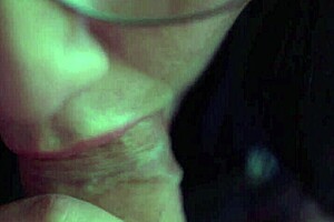 Lecherous wife gives sloppy blowjob to her man