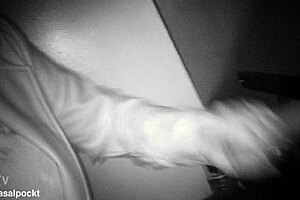 Chatting at the glory hole with a hung trans friend in the booth