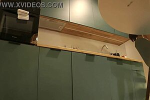 Cute Housewife Flashes Panties In Kitchen