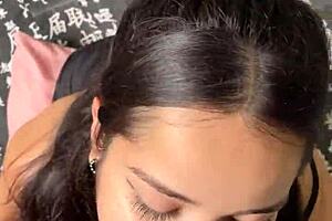 hey guys, check out my cute submissive girlfriend giving sloppy deepthroat to monster cock