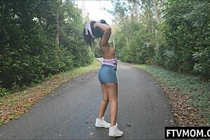 exotic milf claire boldly flashes her tits and ass in a public outdoor setting