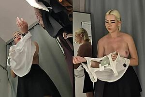 Hidden camera spies on girl without panties in fitting room