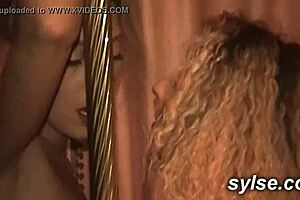 bukkake in cinema with two milfs loving public nudity and group sex