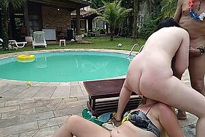 sexy brazilian party turns lesbian with branca de neve and mike