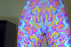 look at this blonde flashing her huge hairy pussy in shorts