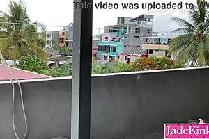 worker dominates submissive girlfriend on construction site