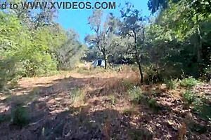 Outdoor Camper Receives Internal Creampie in Public Forest