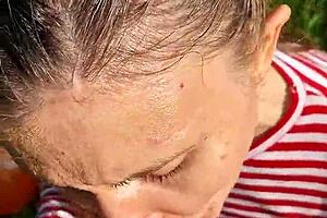 Fucked the wet girl in her little 18+ slobbery mouth in a hot summer day