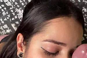 hey guys, check out my cute submissive girlfriend giving sloppy deepthroat to monster cock