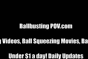 Bratty Girl Performs Ballbusting Humiliation on Him