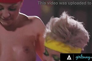 Girlsway - Petite 18+ Blonde Discovers Her Retro Training Class Always End with an Amazing Orgy