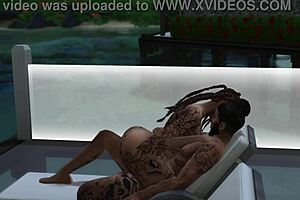 In Sims 4 Tierra gets intensely fucked by the pool with tattooed black lover