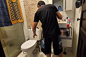 Hot woman pretends not interested, spies on bratty guy.