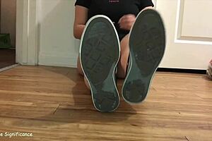 Sorority girls show off sexy soles, dirty socks, wrinkled toes in amateur fetish double