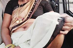 Beautiful saree call girl engages in car sex with dirty talks