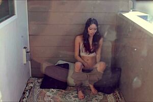 Hot Girl Fingering Herself On The Balcony.