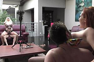 Babes with big tits in lingerie get rimmed and fucked hard