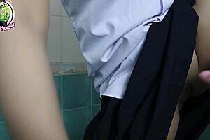 I am horny and masturbating in the school bathroom