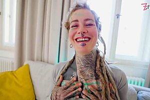 Double Anal Slut Faces Gangbang Tattoo Facial