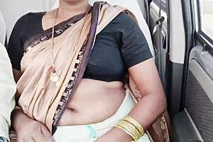 Beautiful saree call girl engages in car sex with dirty talks