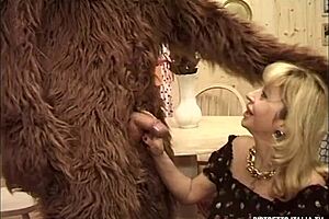 wolf costume intruder bangs sexy maid in stockings hard