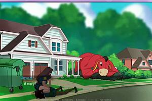 Blonde Granny in Halloween Costume Takes Huge Cock Outdoors