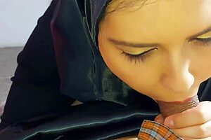 Arab woman sucks expertly, begs for more until facial