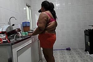 Brazilian Milf Gets Fucked Hard in Kitchen by Stud Riding to Squirting Orgasm Cumshot Explosion