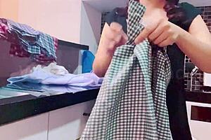 pov me washing wet uniform after steamy porn shoot lol