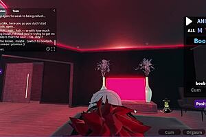 Slut intensely worships master's cock in roblox condo