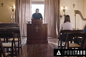 Horny Virgin Teen Penelope Kay Begs Priest to Drill Her Tight Ass