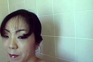 Doggy style for the mature asian lady that ends with a sloppy creampie finish