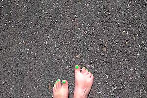 Teasing foot fetish views of curvy milf legs in heels