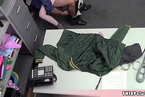 skinny blonde shoplifter bends for pervy cop's rough doggy