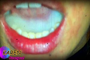 KAREN PLAYS WITH HUGE CUMLOADS IN MOUTH SLOW MOTION