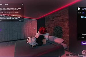 Slut intensely worships master's cock in roblox condo