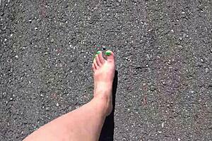 Teasing foot fetish views of curvy milf legs in heels