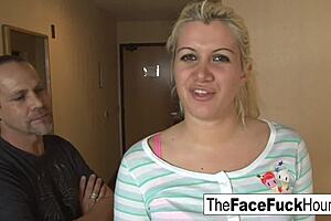 hot blonde gets her face fucked