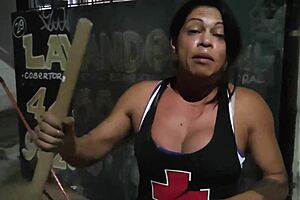 Brunette milf hammers thick cock hard